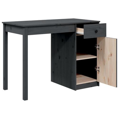 Skrivebord 100x50x75 cm massivt fyrretræ grå