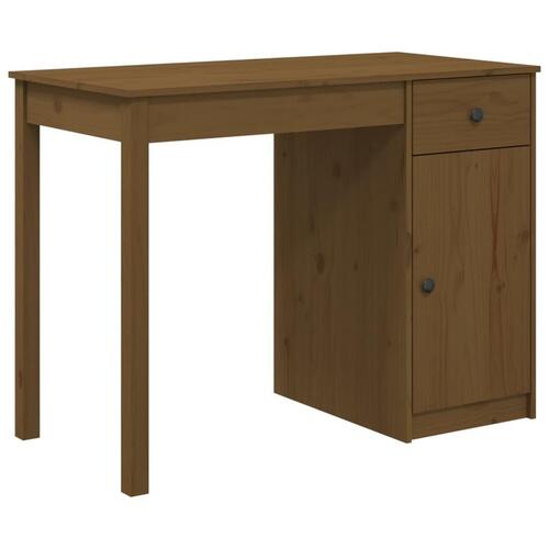 Skrivebord 100x50x75 cm massivt fyrretræ gyldenbrun
