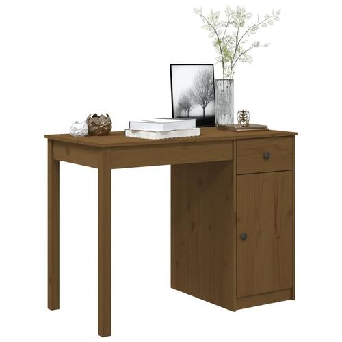 Skrivebord 100x50x75 cm massivt fyrretræ gyldenbrun
