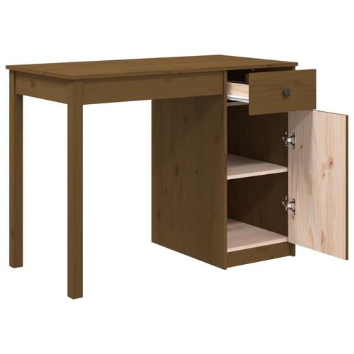 Skrivebord 100x50x75 cm massivt fyrretræ gyldenbrun