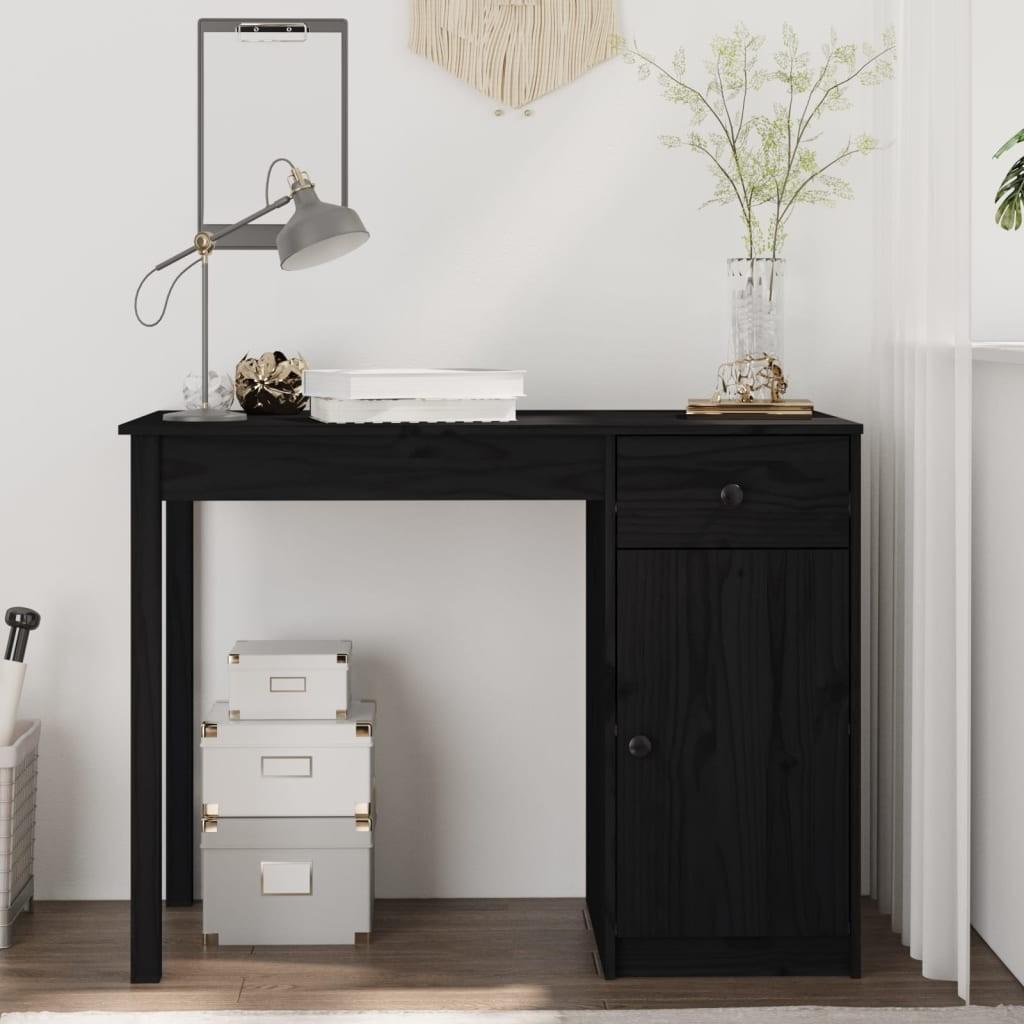 Skrivebord 100x50x75 cm massivt fyrretræ sort