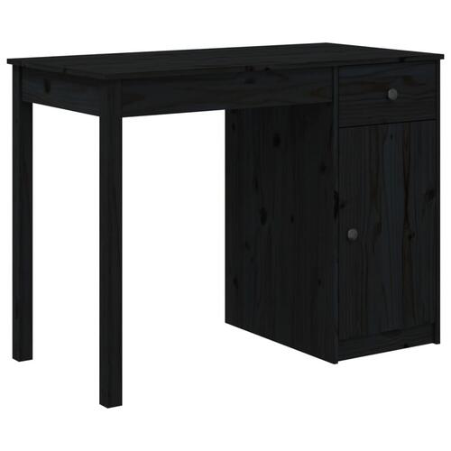 Skrivebord 100x50x75 cm massivt fyrretræ sort