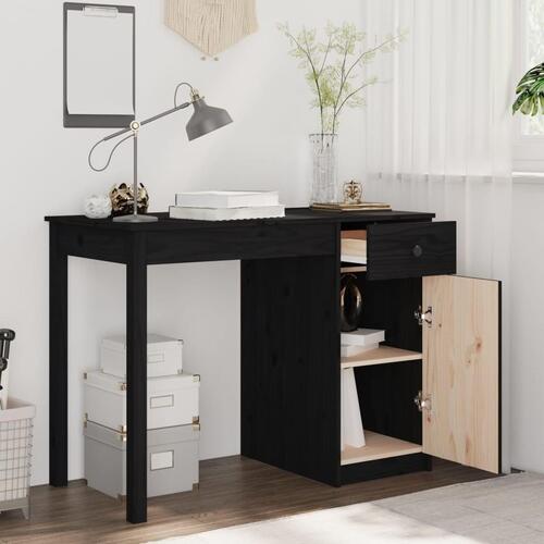 Skrivebord 100x50x75 cm massivt fyrretræ sort