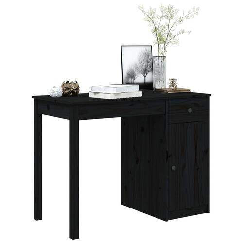 Skrivebord 100x50x75 cm massivt fyrretræ sort