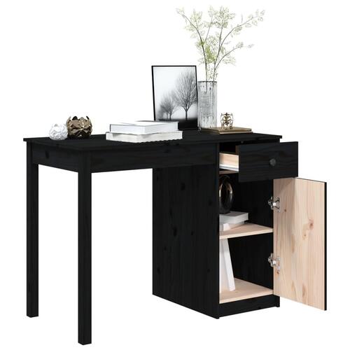 Skrivebord 100x50x75 cm massivt fyrretræ sort