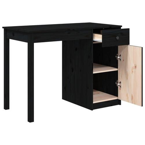 Skrivebord 100x50x75 cm massivt fyrretræ sort