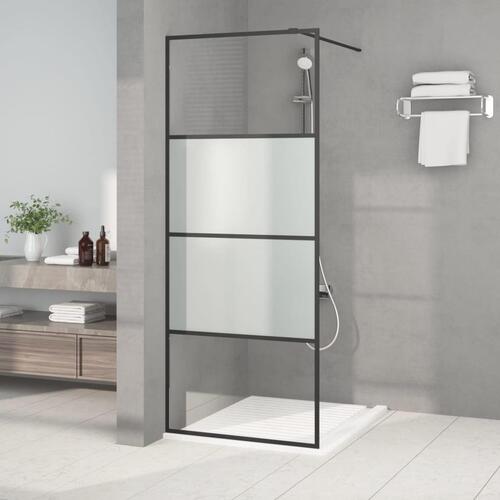 Brusevæg 80x195 cm halvmatteret sikkerhedsglas sort