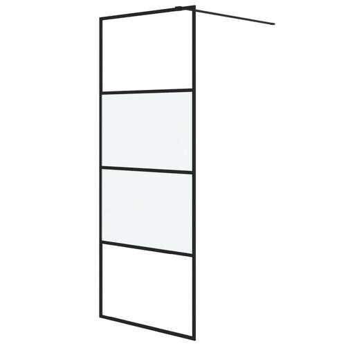 Brusevæg 80x195 cm halvmatteret sikkerhedsglas sort