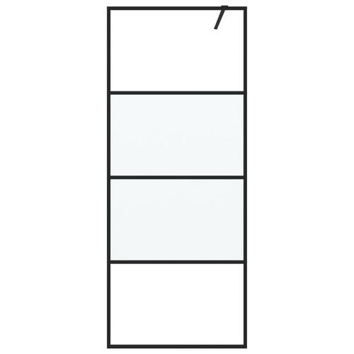 Brusevæg 80x195 cm halvmatteret sikkerhedsglas sort