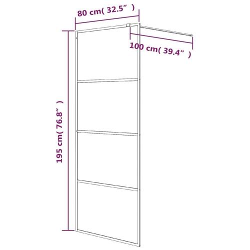 Brusevæg 80x195 cm halvmatteret sikkerhedsglas sort