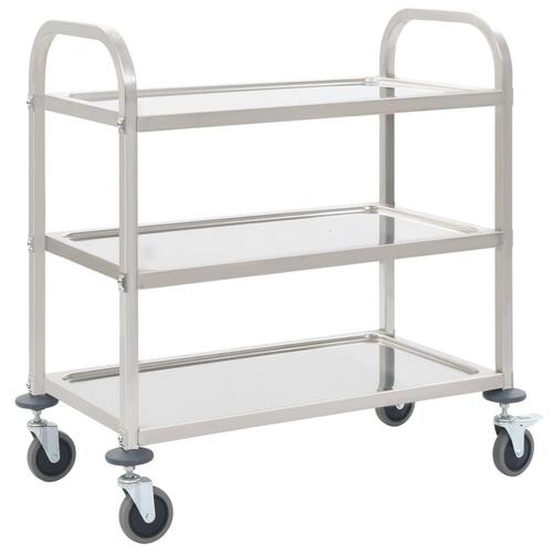 Køkkenvogn med 3 hylder 95x45x83,5 cm rustfrit stål