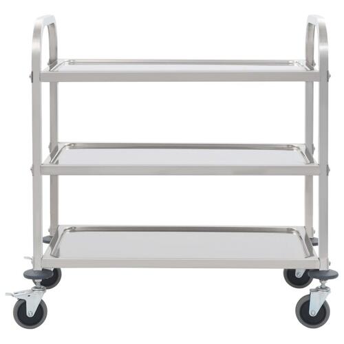 Køkkenvogn med 3 hylder 95x45x83,5 cm rustfrit stål