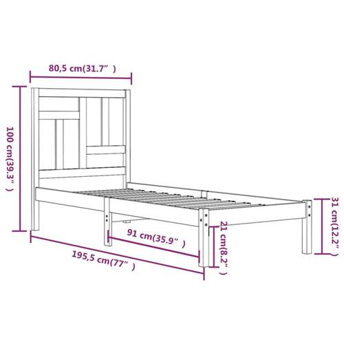 Sengeramme 75x190 cm massivt træ