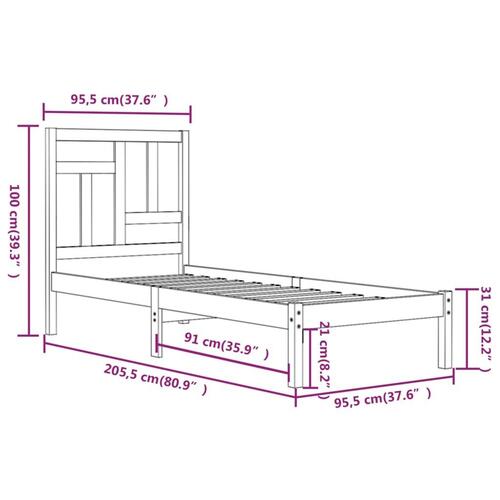Sengeramme uden madras 90x200 cm massivt fyrretræ