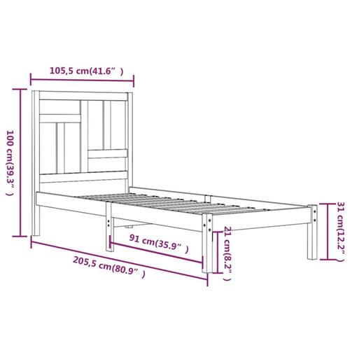 Sengeramme 100x200 cm massivt fyrretræ