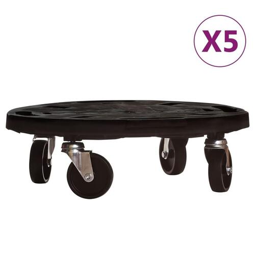 Plantevogne 5 stk. med hjul 275 kg diam. 40 cm sort