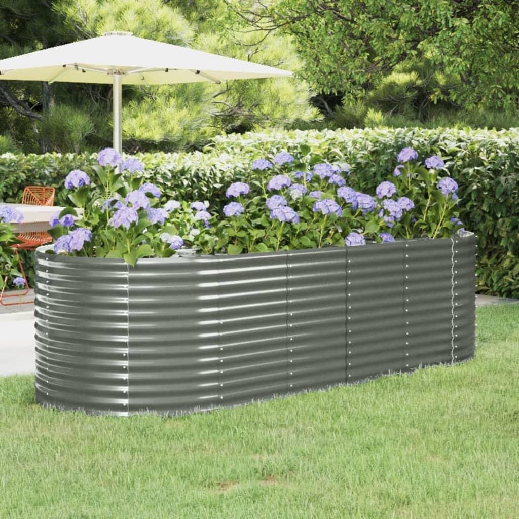 Plantekasse 249x100x68 cm pulverlakeret stål grå