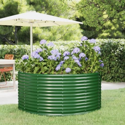 Højbed til haven - grøn rund plantekasse 140 × 140 × 68 cm i galvaniseret stål