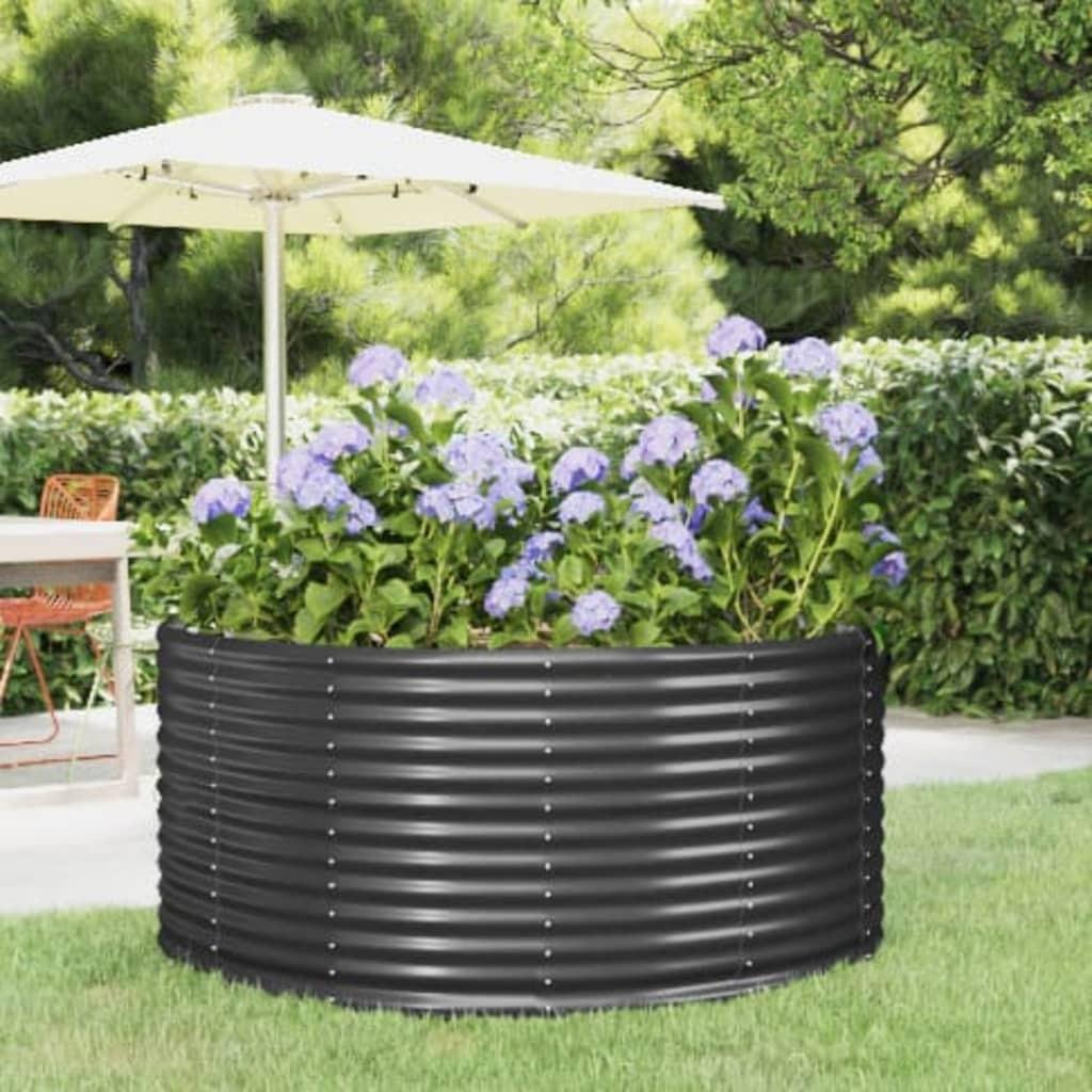 Plantekasse 140x140x68 cm pulverlakeret stål antracitgrå