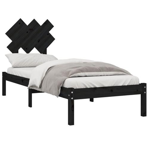 Sengeramme 75x190 cm Small Single massivt træ sort