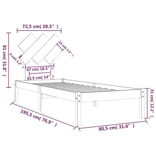 Sengeramme 75x190 cm Small Single massivt træ sort