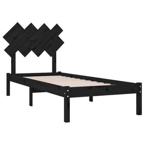 Sengeramme 90x190 cm Single massivt træ sort