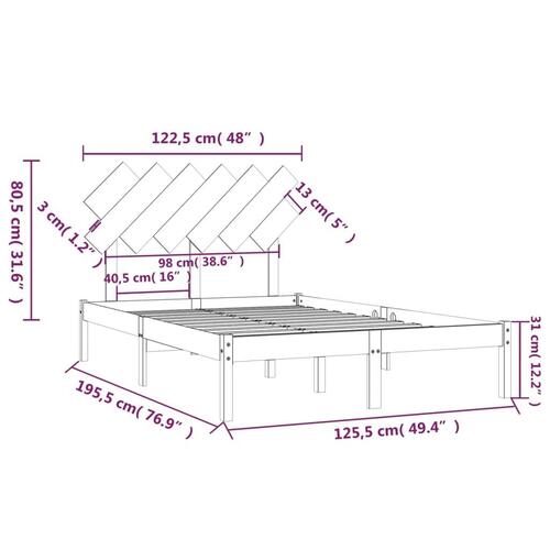 Sengeramme 120x190 cm Small Double massivt træ hvid