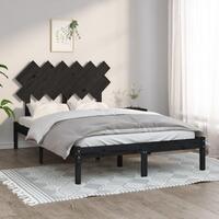 Sengeramme 135x190 cm dobbelt massivt træ sort