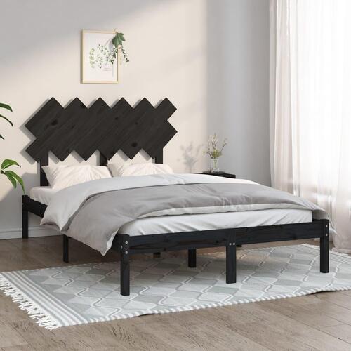 Sengeramme 135x190 cm dobbelt massivt træ sort
