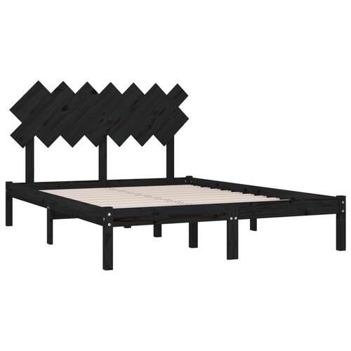 Sengeramme 140x190 cm massivt træ sort