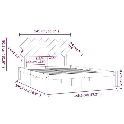 Sengeramme 140x190 cm massivt træ sort