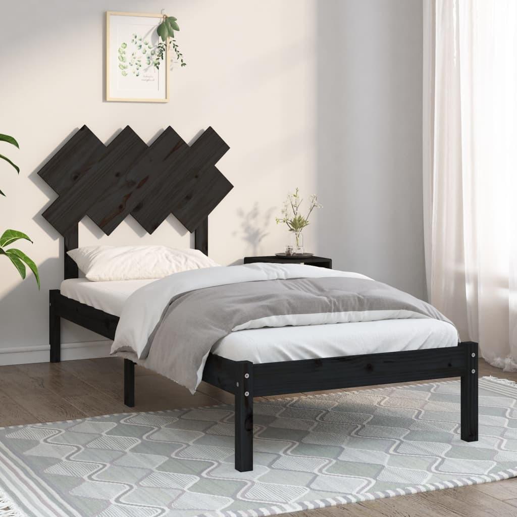 Sengeramme 90x200 cm massivt træ sort