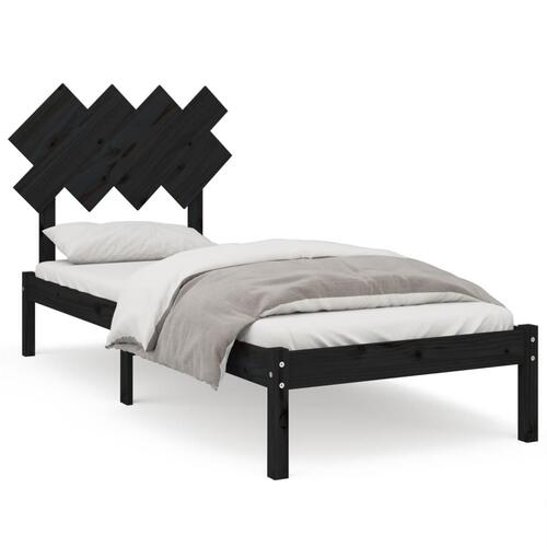 Sengeramme 90x200 cm massivt træ sort