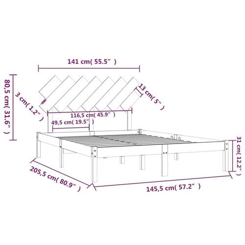 Sengeramme 140x200 cm massivt træ