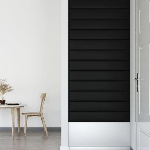 Vægpaneler 12 stk. 90x15 cm 1,62 m² kunstlæder sort