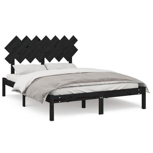 Sengeramme 140x200 cm massivt træ sort