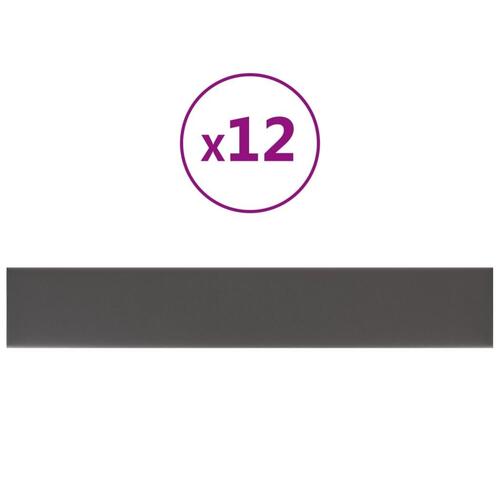 Vægpaneler 12 stk. 90x15 cm 1,62 m² kunstlæder grå