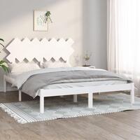 Sengeramme 150x200 cm King Size massivt træ hvid