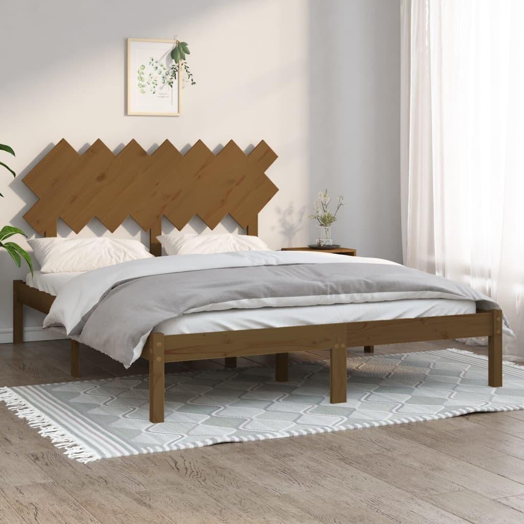 Sengeramme 150x200 cm King Size massivt træ gyldenbrun