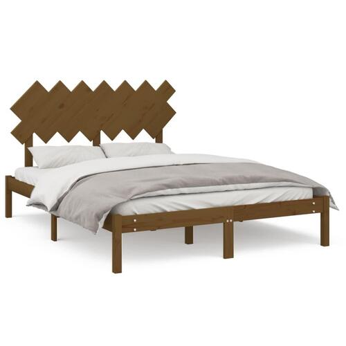 Sengeramme 150x200 cm King Size massivt træ gyldenbrun