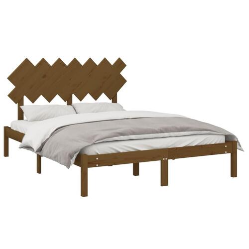Sengeramme 150x200 cm King Size massivt træ gyldenbrun