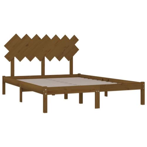 Sengeramme 150x200 cm King Size massivt træ gyldenbrun