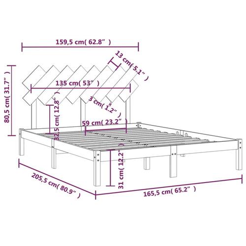 Sengeramme 160x200 cm massivt træ hvid