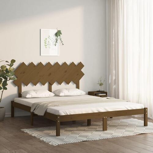 Sengeramme 160x200 cm massivt træ gyldenbrun