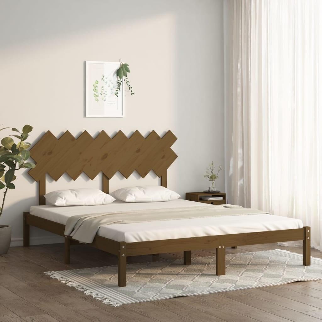 Sengeramme 160x200 cm massivt træ gyldenbrun