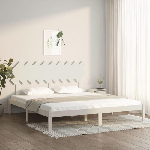 Sengeramme 180x200 cm i massivt fyrretræ - hvid Super King
