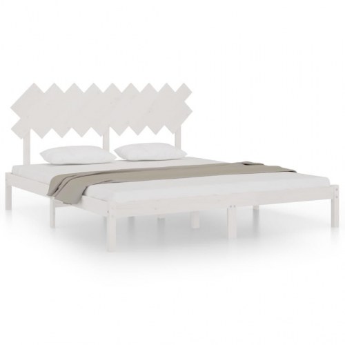 Sengeramme 180x200 cm i massivt fyrretræ - hvid Super King