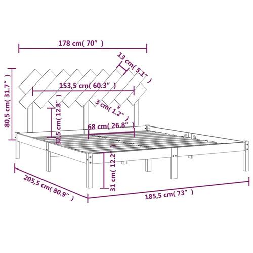 Sengeramme 180x200 cm Super King massivt træ hvid