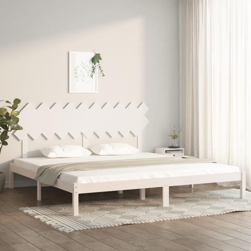 Sengeramme 200x200 cm massivt træ hvid