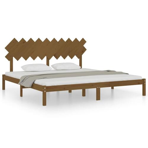 Sengeramme 200x200 cm massivt træ gyldenbrun